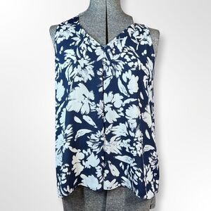 Mercer & Madison Sleeveless Tank Blouse Blue & White Floral Size L